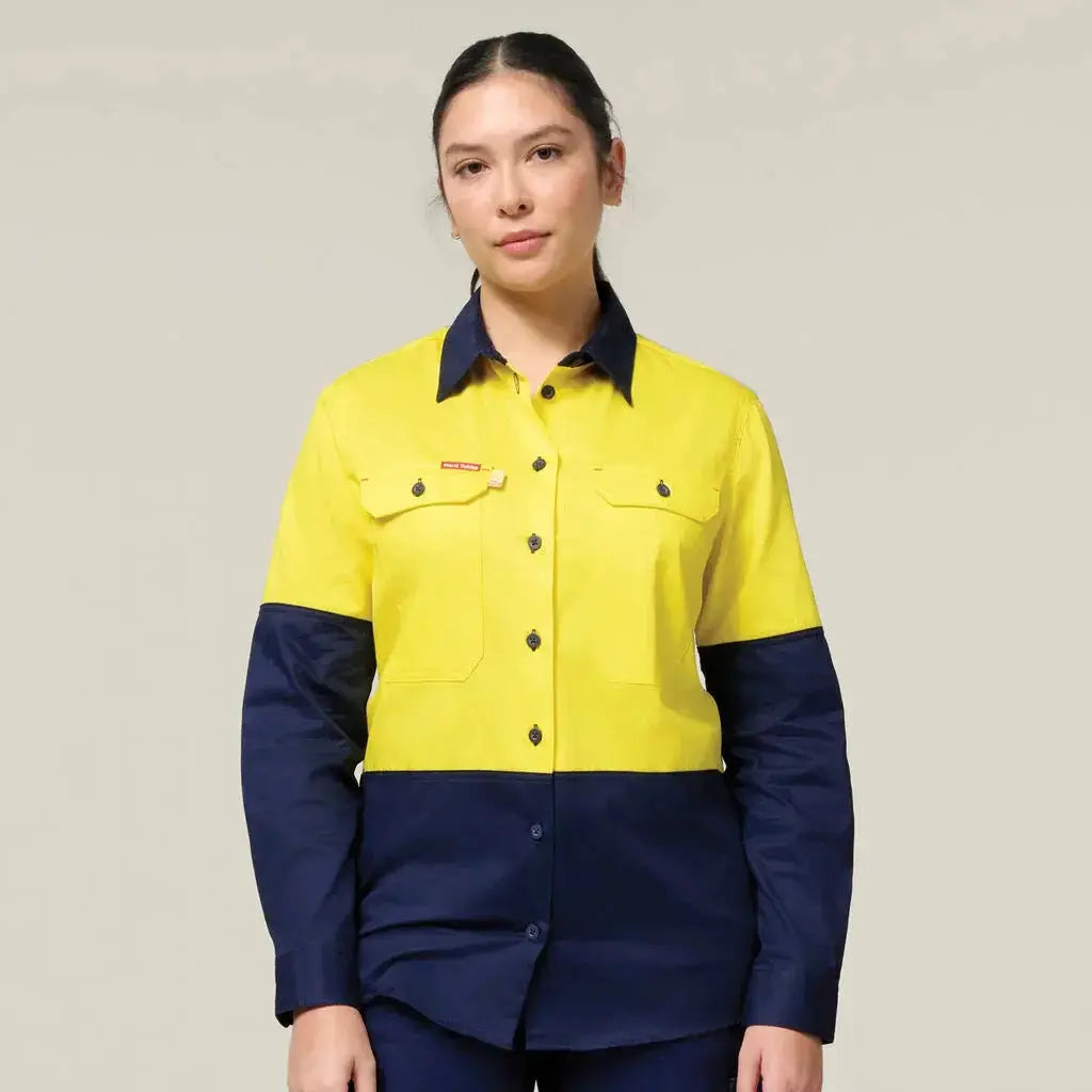 Hard Yakka Women's Long Sleeve Two Toned Hi Vis Core Shirt Y08423